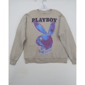 Playboy Andy Warhol Rabbit Head Graphic Crewneck Sweatshirt Tan Mens Medium